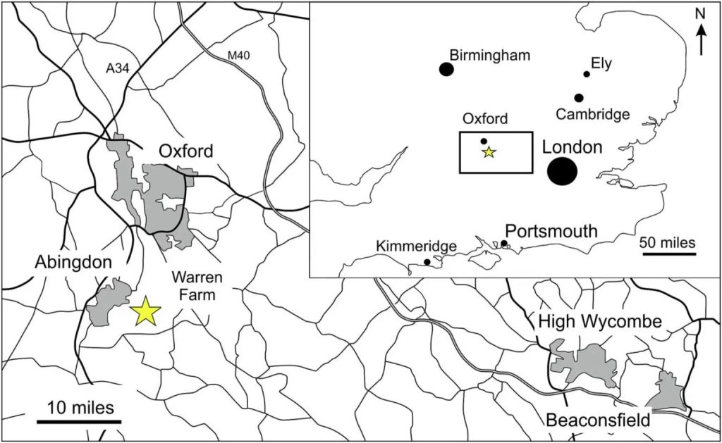 Map of the region around Abingdon showing the location