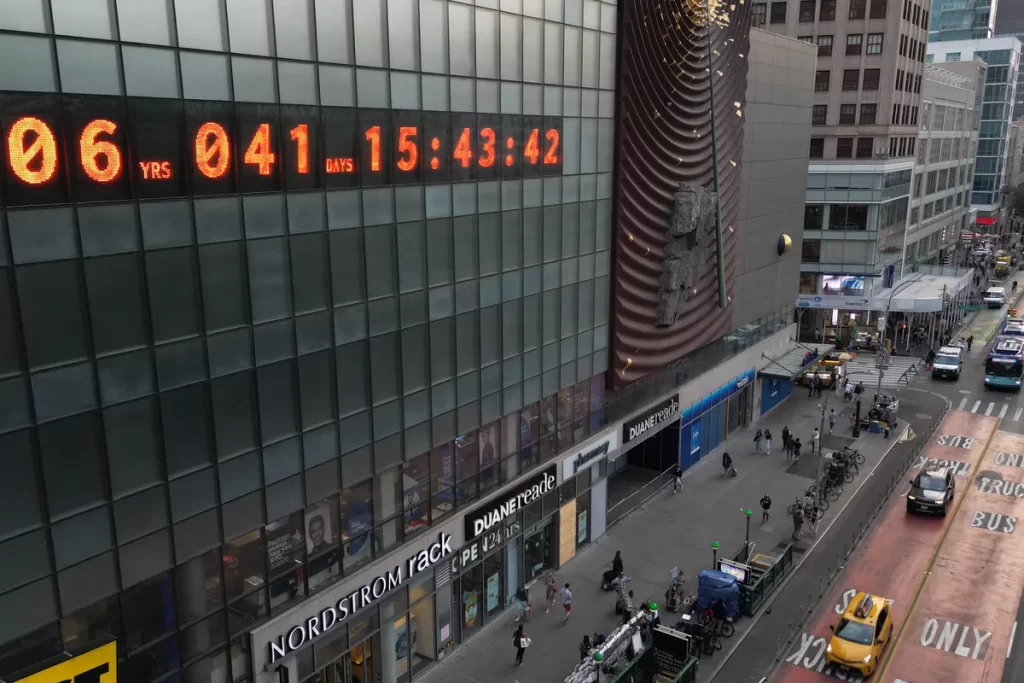 The Climate Clock in New York City’s Union Square in early July 2023