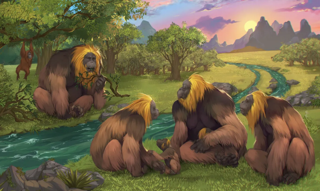 We don't fully understand what Gigantopithecus blacki looked like, but this paleoart suggests they were into '80s glam rock.